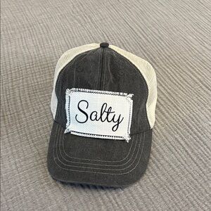 Salty Gray and White Truckers Cap